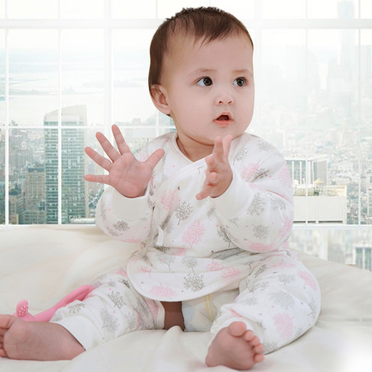 寶寶保暖套裝純棉三層夾棉嬰兒保暖內衣 秋冬新款0-3月新生兒衣服