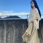 仙女上衣宽松T恤文艺女装禅意汉服女超仙茶服半身裙套装默认项