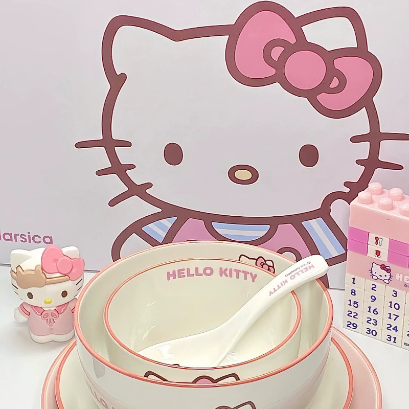 Sanrio, hello kitty, ceramic tableware, set