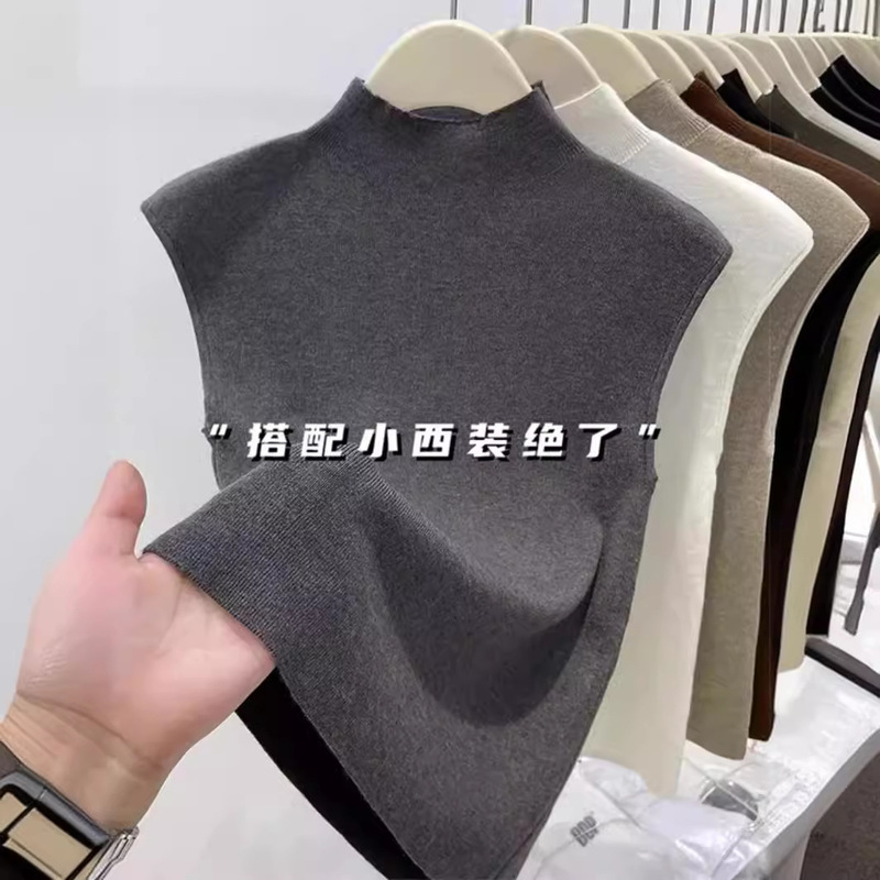 Vest Women's 2025 New Spring and Summer Half Turtleneck Knitwear Sleeveless Vest Versatile Layered Slim Bottoming Shirt Top