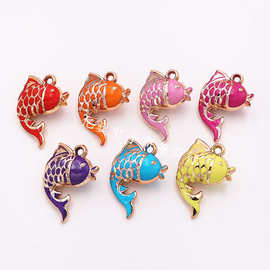 亚克力新年吉祥双面红鲤鱼车载包包钥匙扣挂件diy饰品配件材料