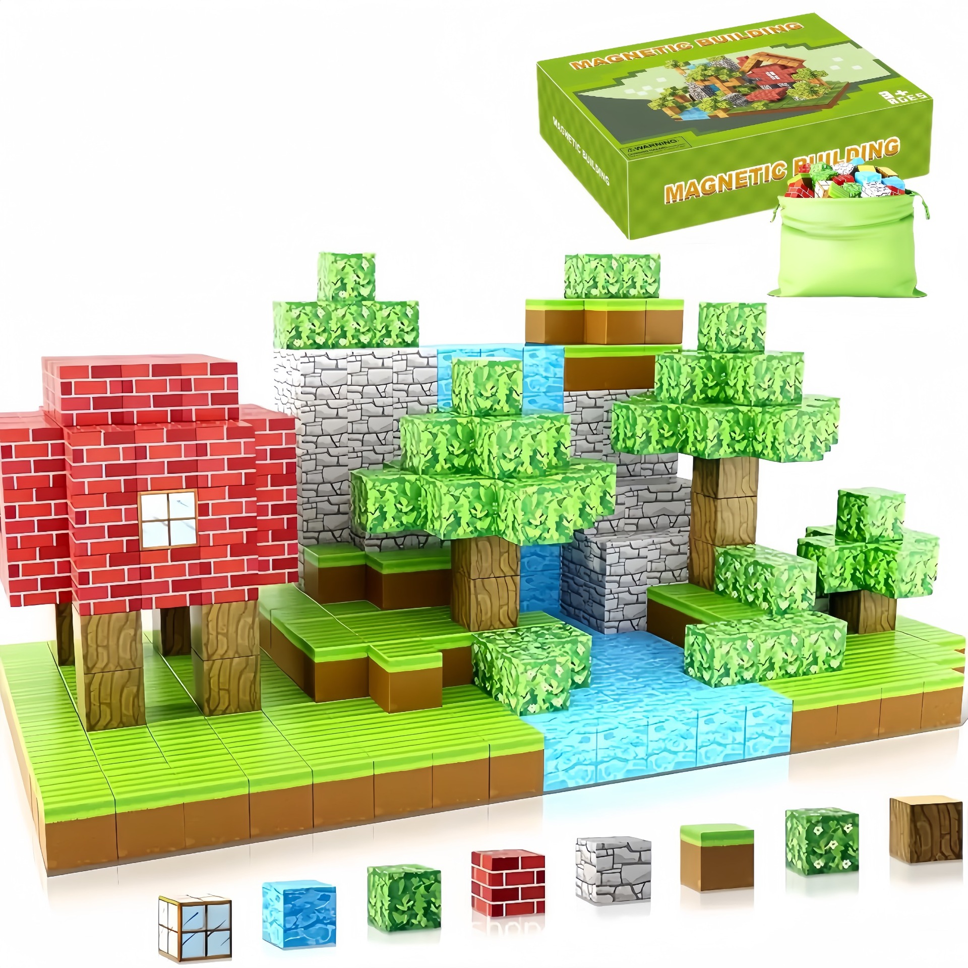 Transfronterizos Amazon My Blocks World Magnetic Block Set Puzzles Magnetic Cuadrados Juguetes Bosque Original