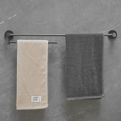 全銅拉絲槍灰色毛巾杆衛生間旋轉毛巾架浴室創意帶活動杆摺疊單杆