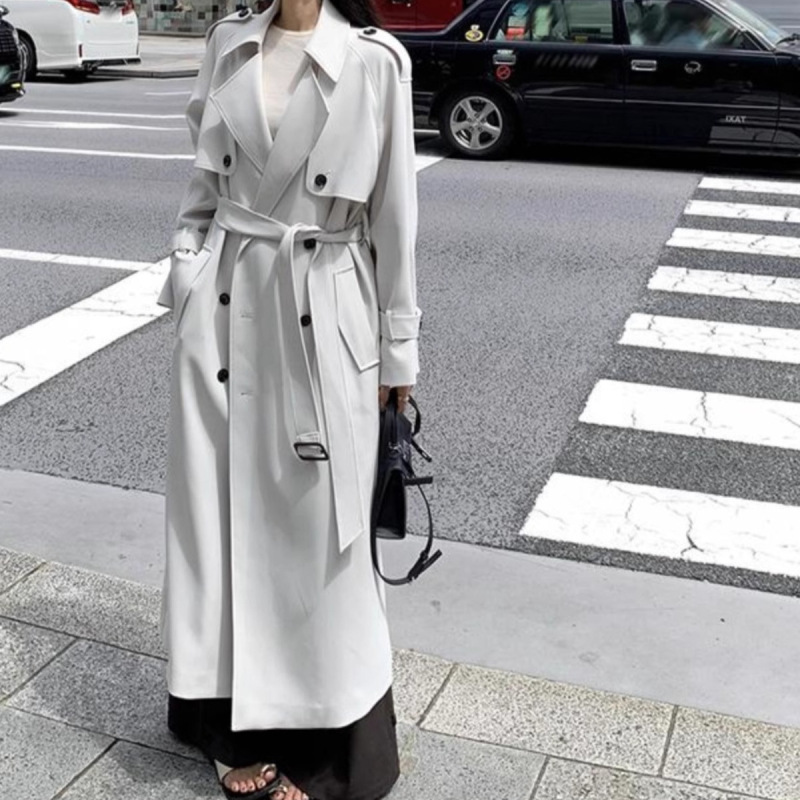 White Trench Coat for Women 2026 Spring and Autumn New Korean Classic Silhouette Double-Breasted Mid-Length British Style Coat White Trench Coat for Women 2026 Spring and Autumn New Korean Classic Silhouette Double-Breasted Mid-Length British Style Coat