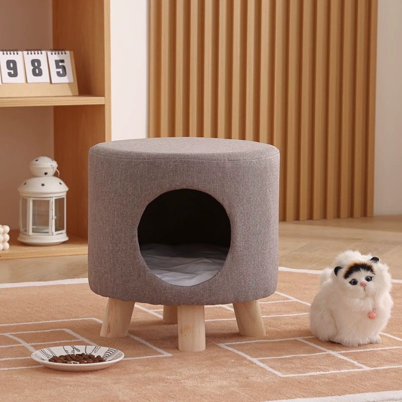 Дом для кошенка, общий для людей и кошек, товары для кошек, маленький домик, дом из цельной древесины, кошачье гнездо-стул закрытого типа, всесезонный, зимняя защита