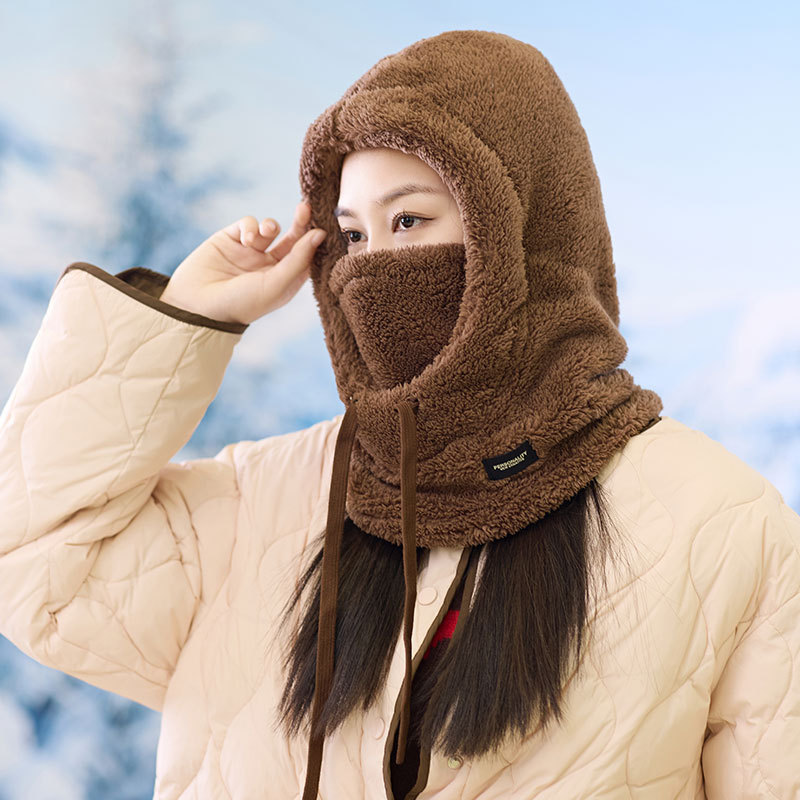 跨境帽子冬季男女防风雪帽户外运动围脖口罩连体毛绒帽棉绒骑行帽|undefined