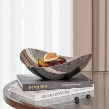 客厅家用摆放盘酒店会所高颜值轻奢风304不锈钢果盘零食水果盘