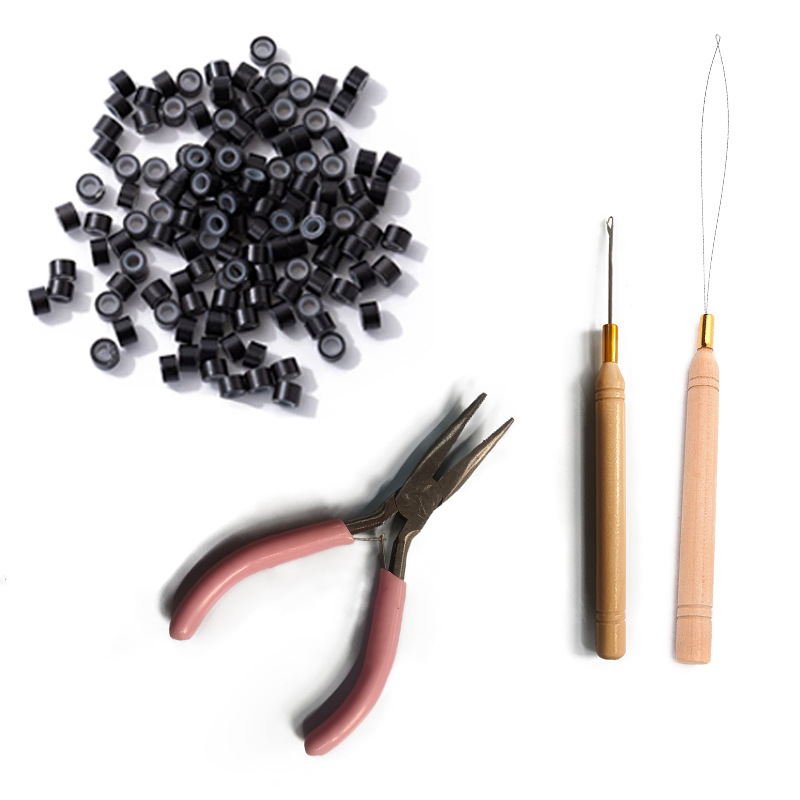 핑크 펜치 + 코바늘 + 비드 스트링거 + 헤어 익스텐션 링