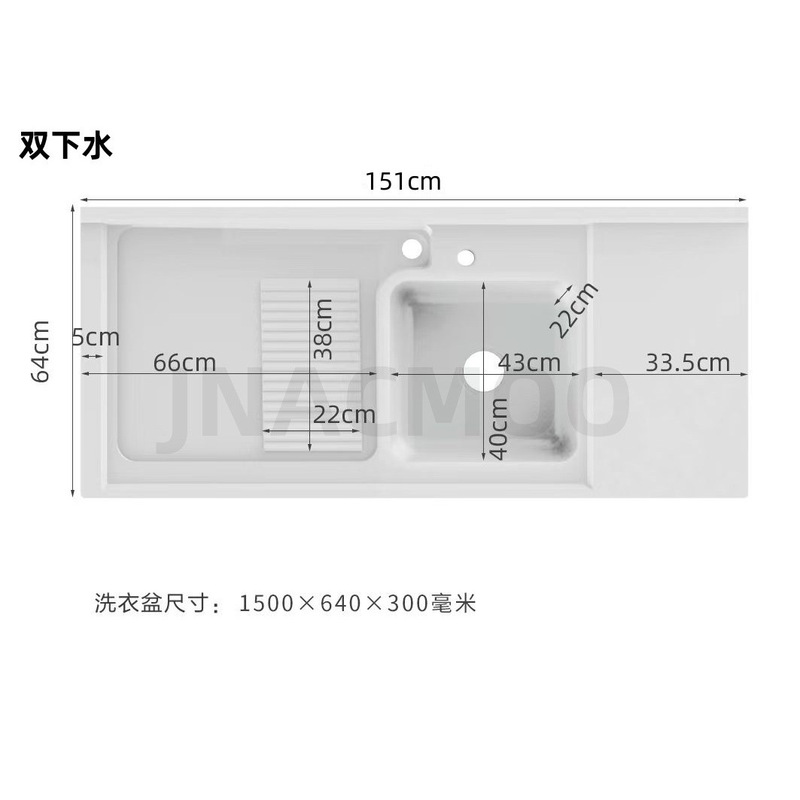 洗濯板付きバルコニーセラミック洗濯洗面器 セラミック一体型カウンタートップ一体型洗面器 ダブル排水洗濯洗面器|undefined