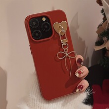 金色蝴蝶结挂件iphone16苹果17手机壳15promax适用11新年红12硅胶