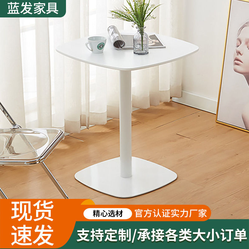 Modern Simple Black and White Negotiation Reception Small Square Table Milk Tea Dessert Coffee Shop Small Apartment Household Dining Table