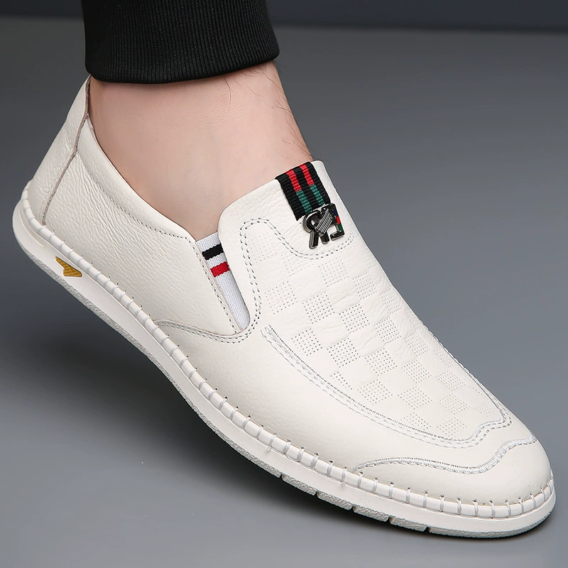 Кожаная обувь, летняя нескользящая кожаная повседневная обувь для отдыха, натуральная кожа, мягкая подошва