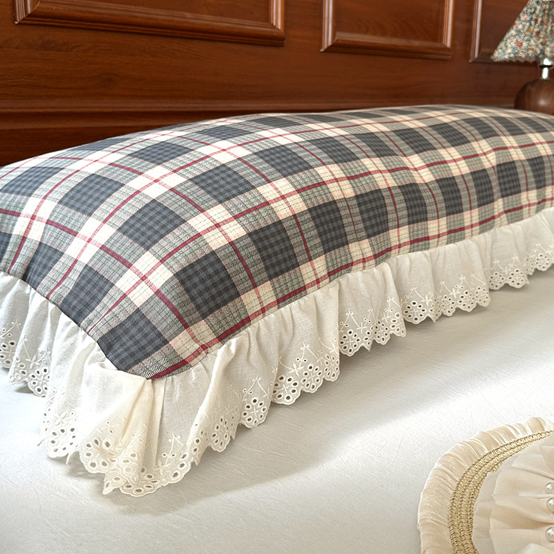 Algodón de doble hilo doble larga funda de almohada de 1.5m todo el algodón funda de almohada estilo coreano pareja alargada funda de almohada interior image 2