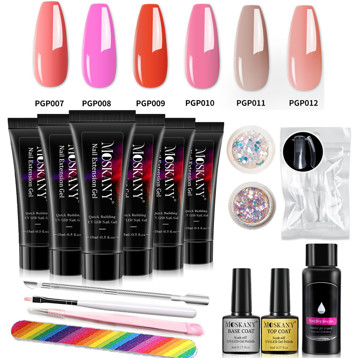 Transfronterizo caliente 15ml pegamento de extensión de uñas brillo molde de uñas cepillo de uñas pegamento de extensión de cristal conjunto de pegamento de cristal