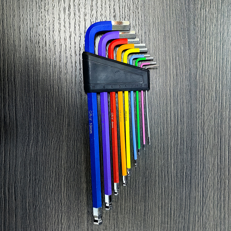 彩色内六角套装扳手 六棱扳手套装9件套螺丝刀工具六棱球头组合