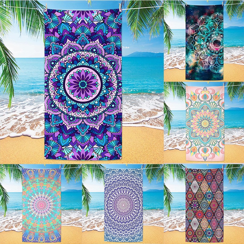 jit跨境数码印花沙滩巾沙滩浴巾速干毛巾代发超细纤维曼陀罗