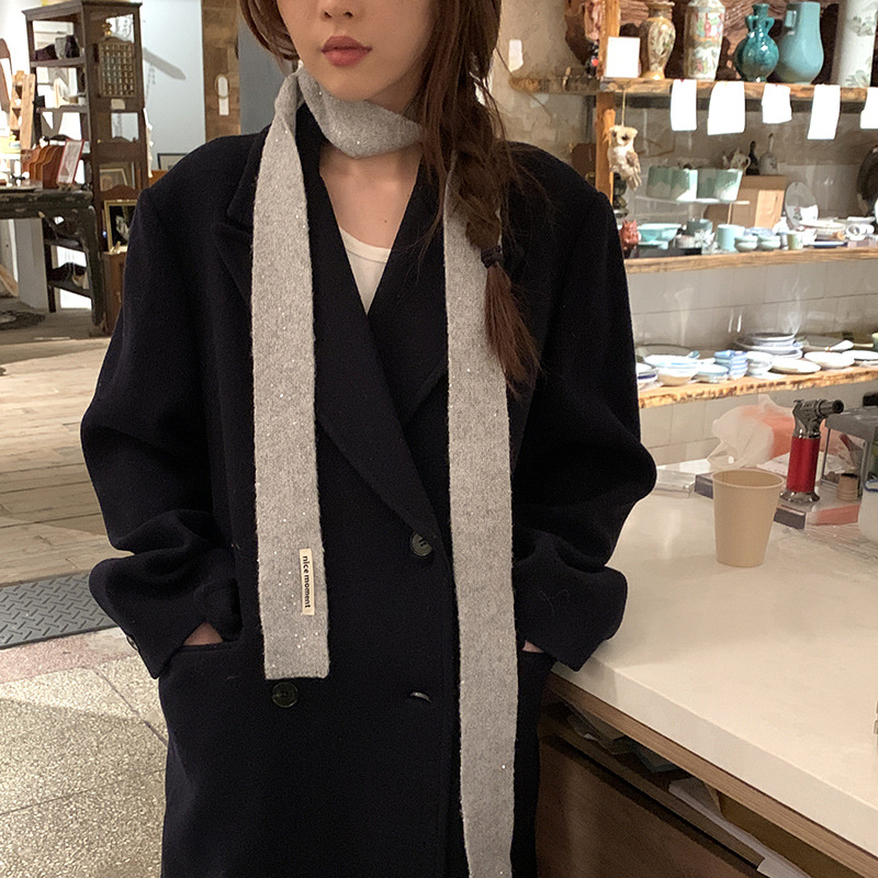 Otoño y invierno bufandas de alta calidad bufandas de nuevo estilo japonés de tejido protector de cuello largo y estrecho bufandas de cuello al por mayor