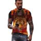 Men's 3D digital gold dollar symbol pattern round neck and short sleeve T-shirt, summer casual fashion