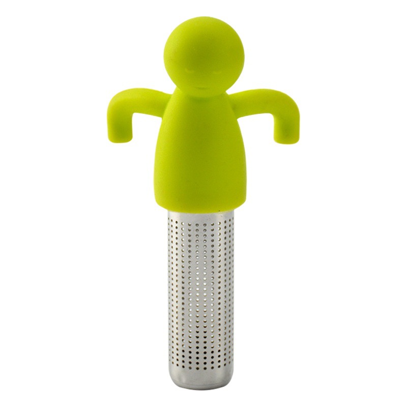 En stock creativo en forma humana colador de té bolsa de té 304 colador de té de silicona de acero inoxidable colador de té