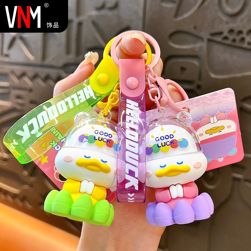 Creativo nuevo toque budista patito llavero lindo bolso colgante llavero de automóvil pequeño regalo al por mayor image 1