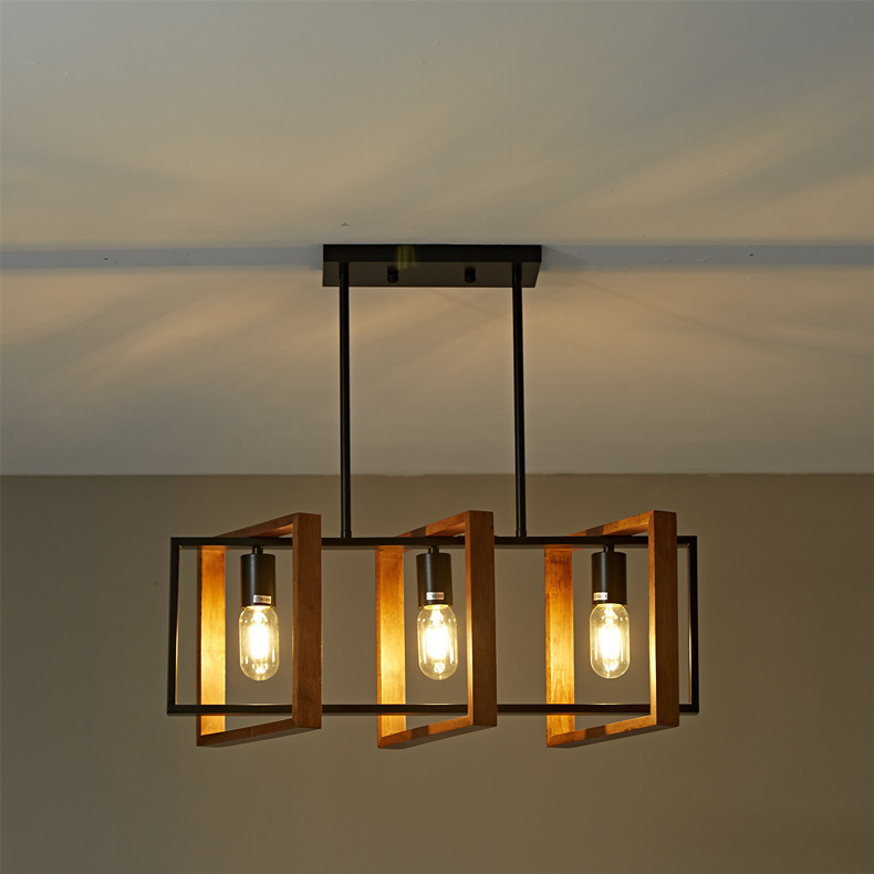 Transfronterizo para Amazon lámpara de sala de estar estilo industrial norteamericano madera sólida lámpara de mesa de restaurante candelabrera de hierro forjado 6270