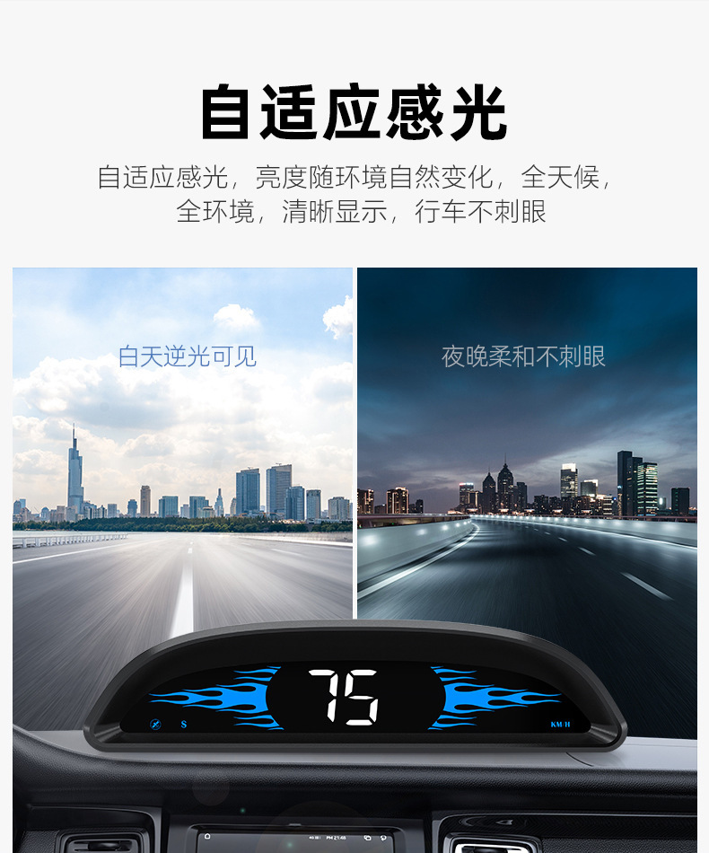 Universal Car HUD Head-Up Display Beidou GPS Car Driving Direction Time Display Cross-Border New Model