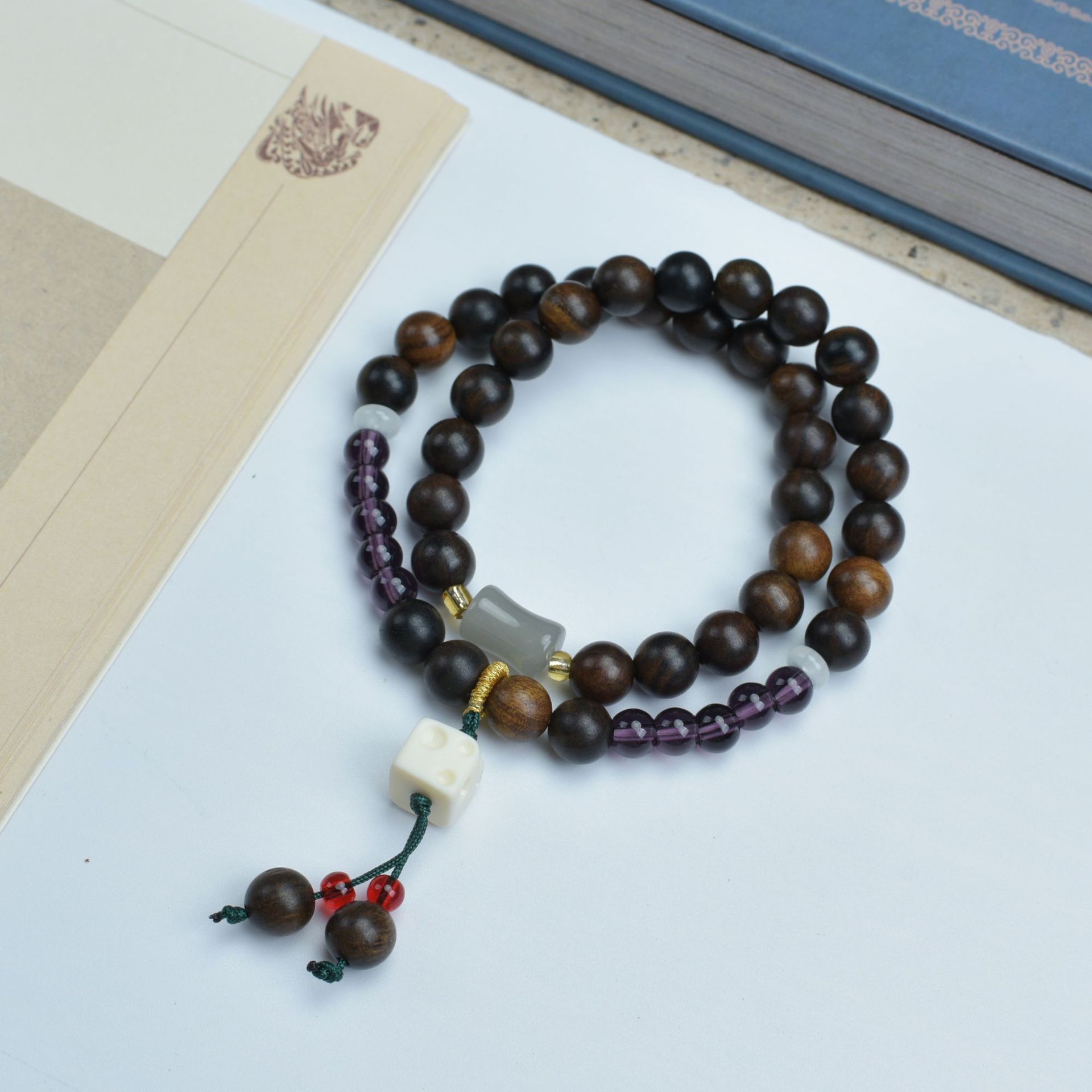 Shen Guibao 더블 서클 8mm [자수정 + 치즈 펜던트]