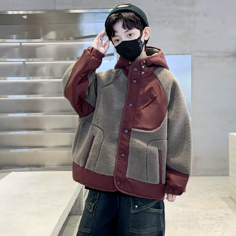 男童加绒毛毛衣秋冬装2025新款中大童洋气加厚外套儿童棉袄批发潮