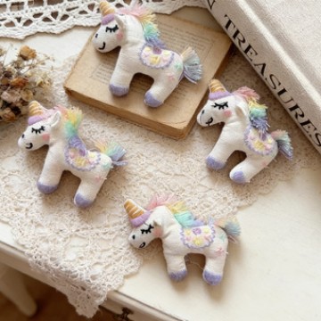 新款可爱韩版布艺小马韩系秋冬蘑菇卡通服饰辅料头饰配件彩虹独角