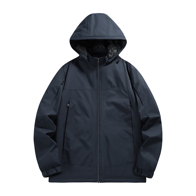 Autumn and Winter Outdoor Mountain-Style Windproof Jacket with Cotton Lining, Softshell Large Pocket Parka, Men's Foreign Trade Hooded Coat Workwear