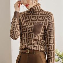 【清倉】羊毛針織衫秋季新款高領撞色設計感套頭打底衫寬松毛衣女