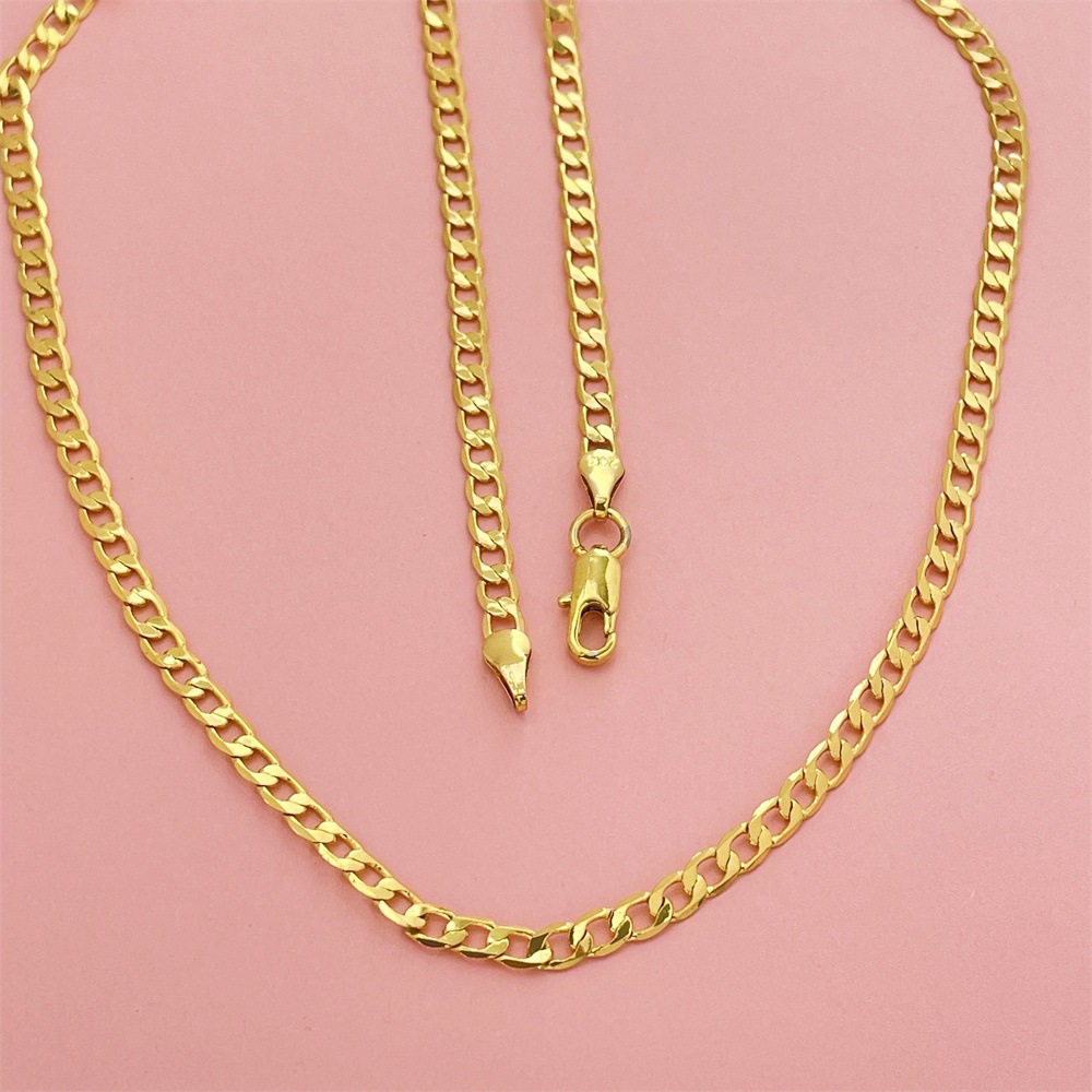 Cadena geométrica chapada en oro al vacío 24K 4mm – unisex, uno a uno, venta caliente Europa/América