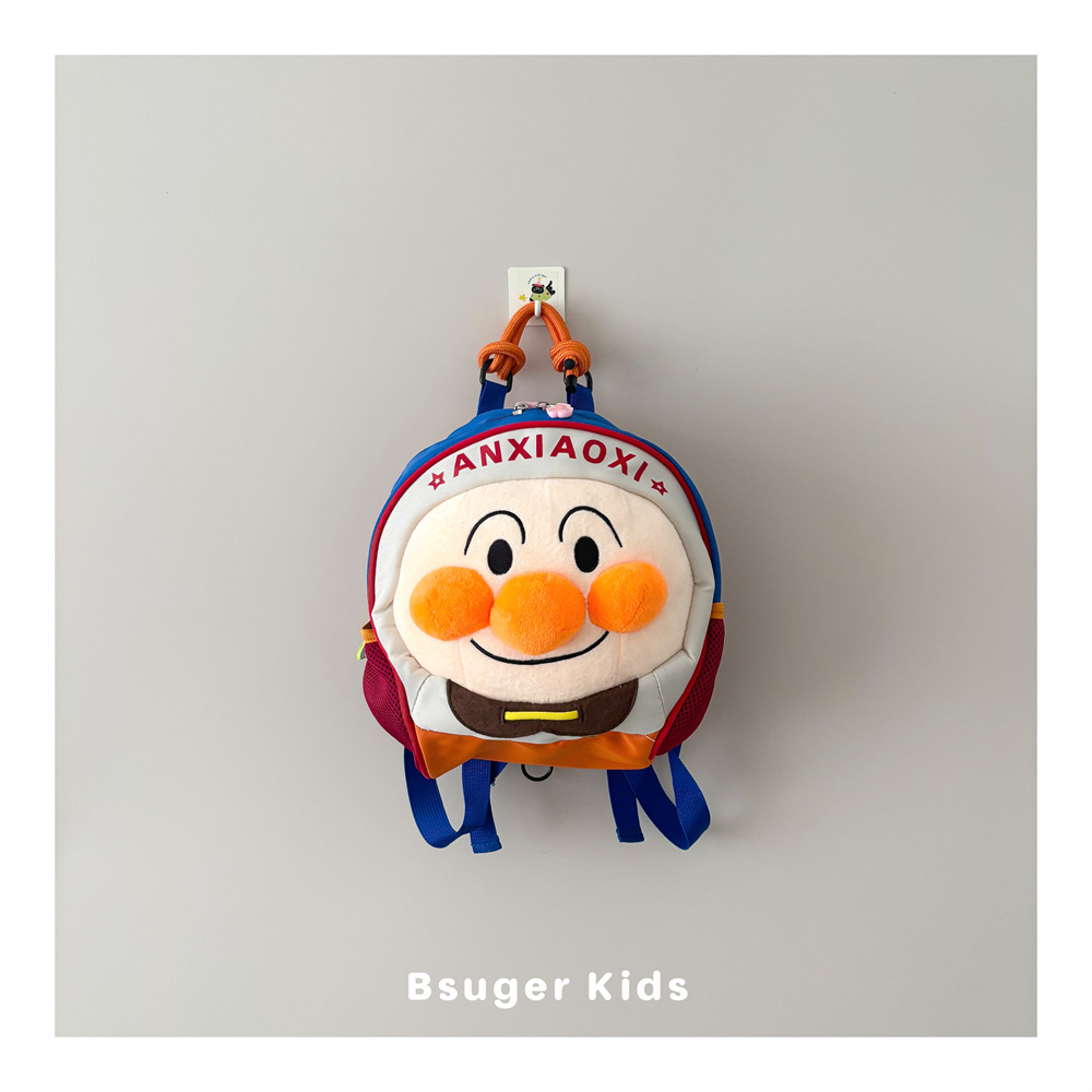 Cartoon Anpanman Children's Backpack Kindergarten Anti-Lost School Bag Lightweight Breathable Travel Backpack for Boys and Girls