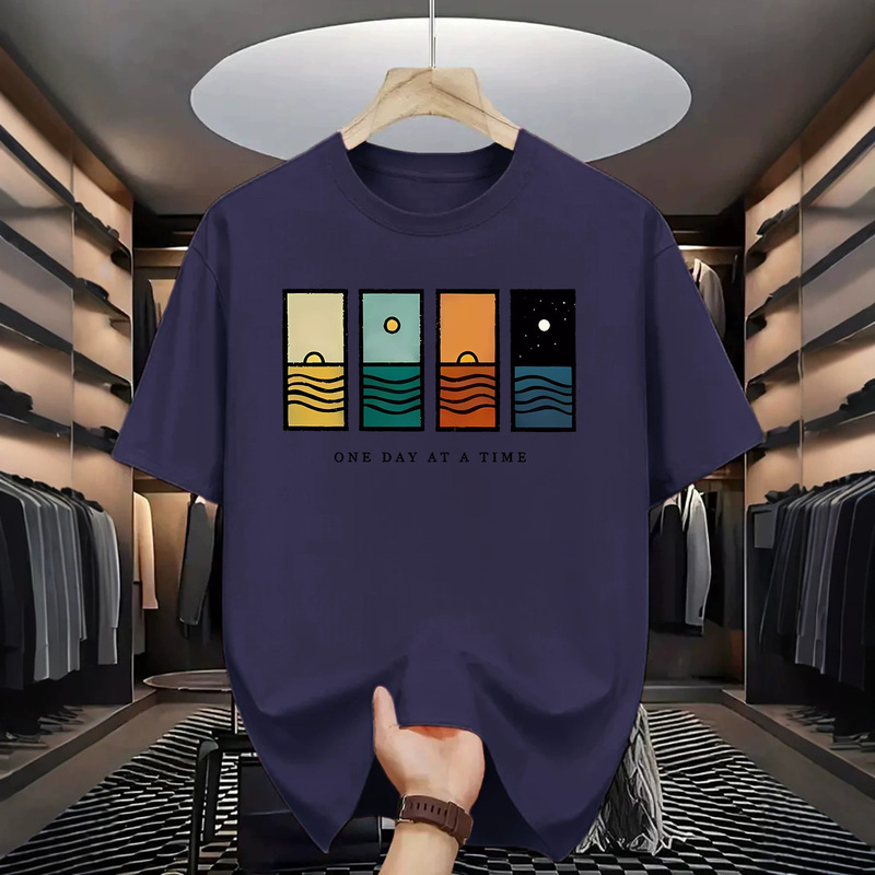 Plus-Size Men's T-Shirt, Round Neck, Short Sleeve, Trendy, Fashionable, Casual, Comfortable, Breathable Mesh, Trendy, Personalized Top T-Shirt