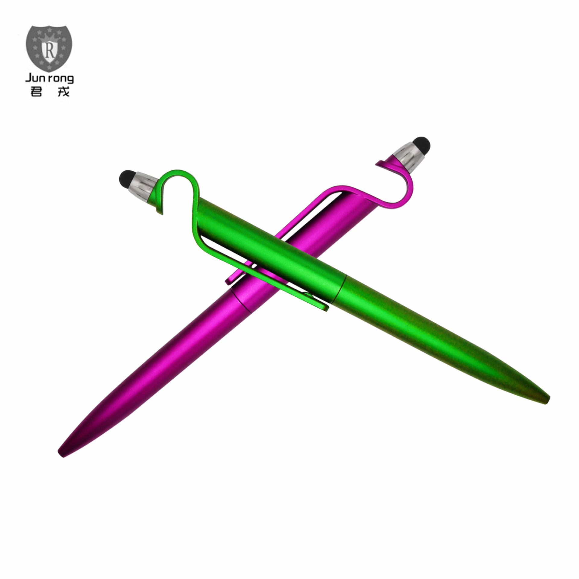 Junrong promocional teléfono móvil titular táctil pluma giro bolígrafo