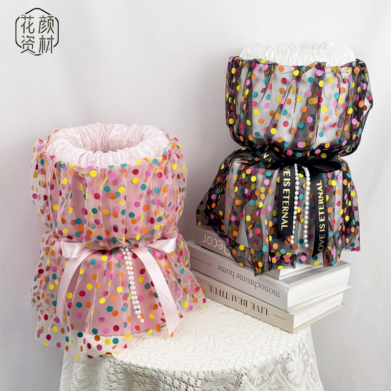 夏季多巴胺彩色圆点花束半成品花壳DIY材料香皂花零食棒棒礼物