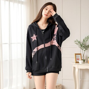 60.00 kg-175.00 kg plus size Women's Hooded Sweatshirt Irregular Stitching Top Design Niche 2024 Autumn New