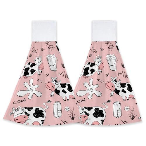 Interesting pink cow suction good kitchen bathroom bathroom tea bar towel towel dish cloth can be hung