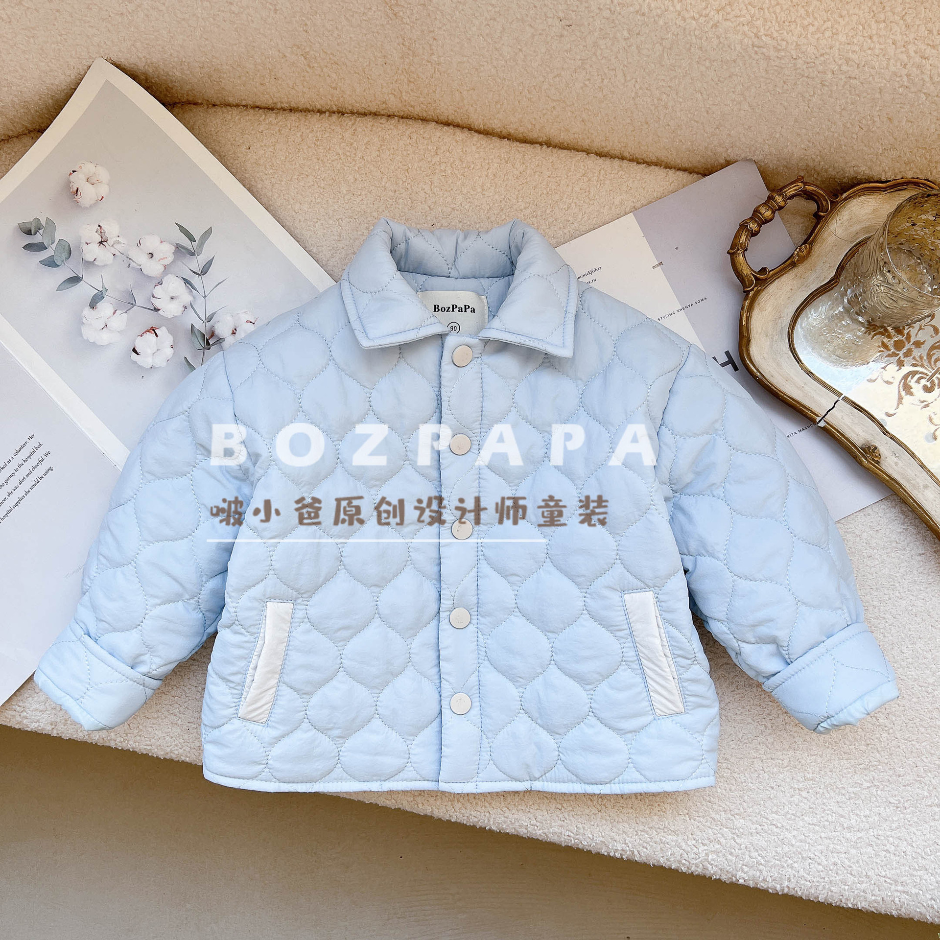 2025 Winter New Style Boys' Korean Style Casual Cotton-padded Jacket, Gourd-shaped Quilted Warm Outerwear