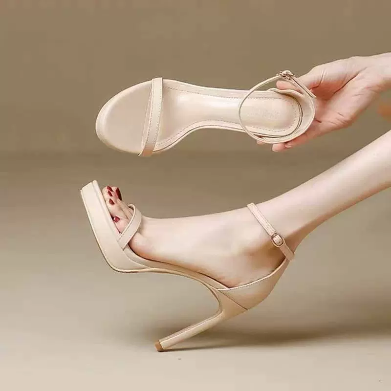 2025年夏季新款高跟鞋一字带性感百搭超高跟凉鞋女