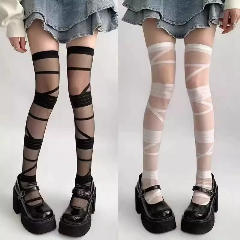 Пояс, летние белые носки, колготки, эластичный бинт, 2 карата, стильLolita