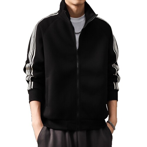 High-end cardigan and hoodie men's 2026 autumn new American fashion brand stand-neck jacket striped sports casual coat for men