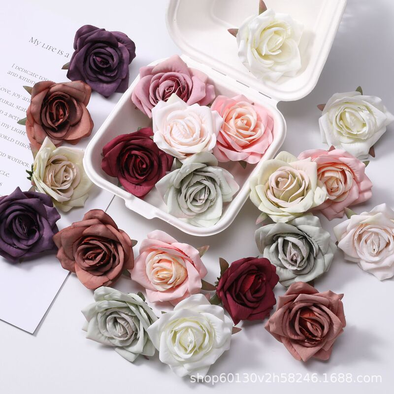 Forest Style Retro Rose Flower Head Wedding Decoration Artificial Flower DIY Material Silk Flower Texture Artificial Flower Flower Head