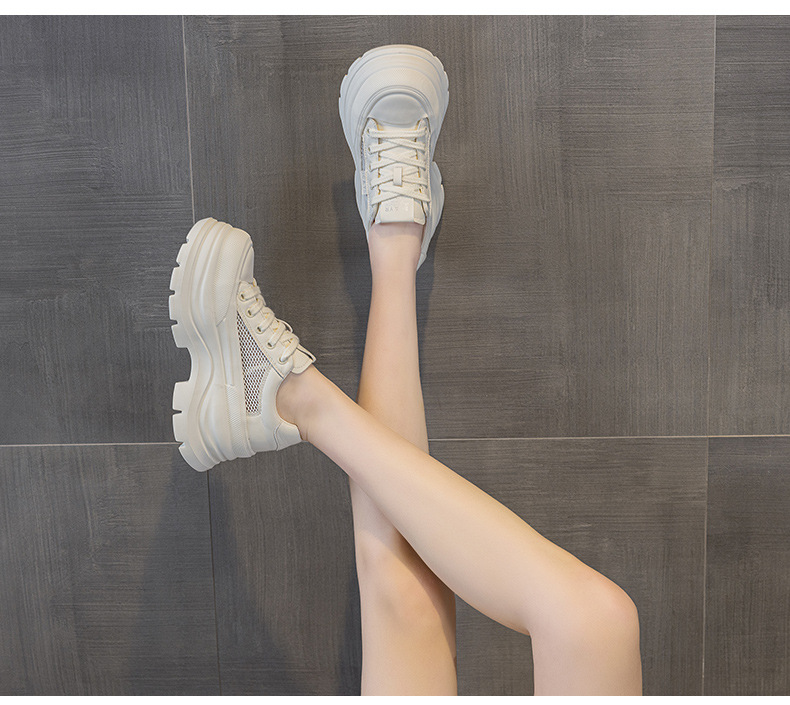 Giày sneaker nữ đế dày phong cách Anh quốc, form dày dặn, phối hợp trang phục hằng ngày — Be 5058, Đen 5058 chi tiết 18