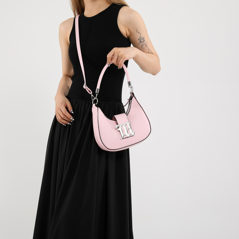 New Fashion Textive Shoulder Bag Casual Handbag Women's Bag French Beautiful Retro Bag Personalized Underarm Crescent Bag