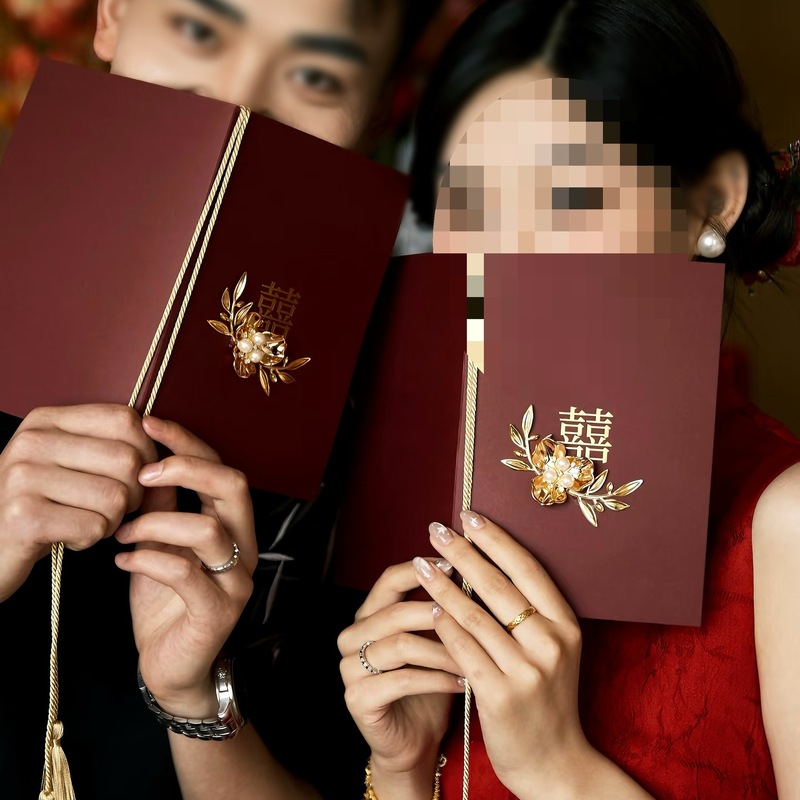 婚礼誓言卡订婚结婚红色简约誓词致辞宣言主持人新人手卡极储|undefined