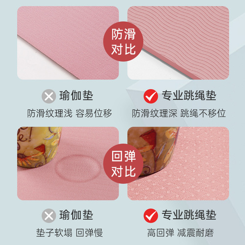 Jump rope mat, soundproof and shock-absorbing mat, home indoor fitness, jump rope dance, sports buffer, silent TPE yoga floor mat