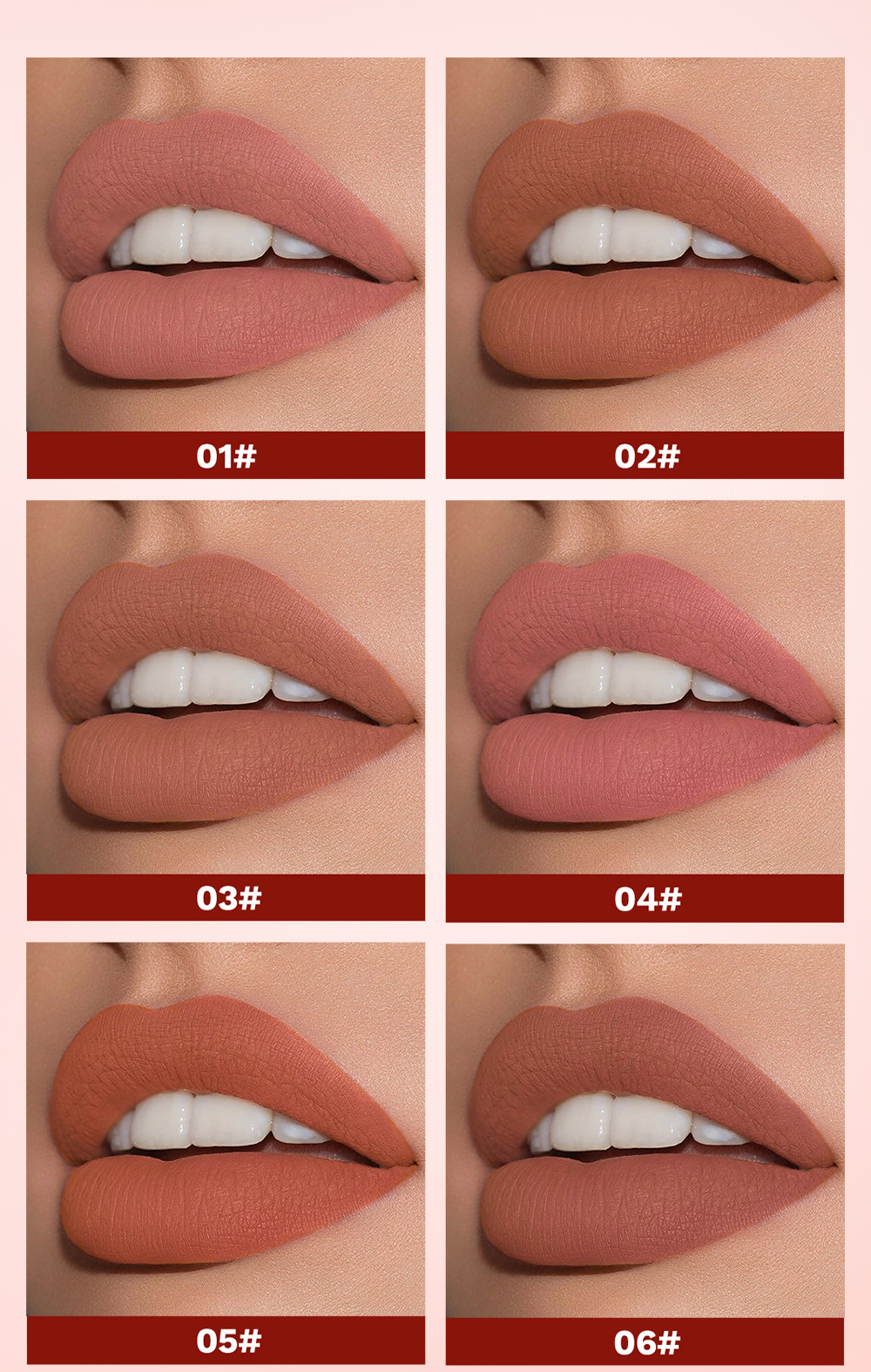 QIBEST Cross-border matte velvet matte lipstick is easy to color, does not stick to cups, does not fade, moisturizes and lasts long, and is a lipstick for makeup undefined