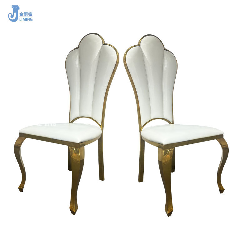 Comercio de exportación de acero inoxidable silla de comedor silla de sala de estar de metal de acero inoxidable silla de comedor respaldo italiano silla de flor de ciruelo