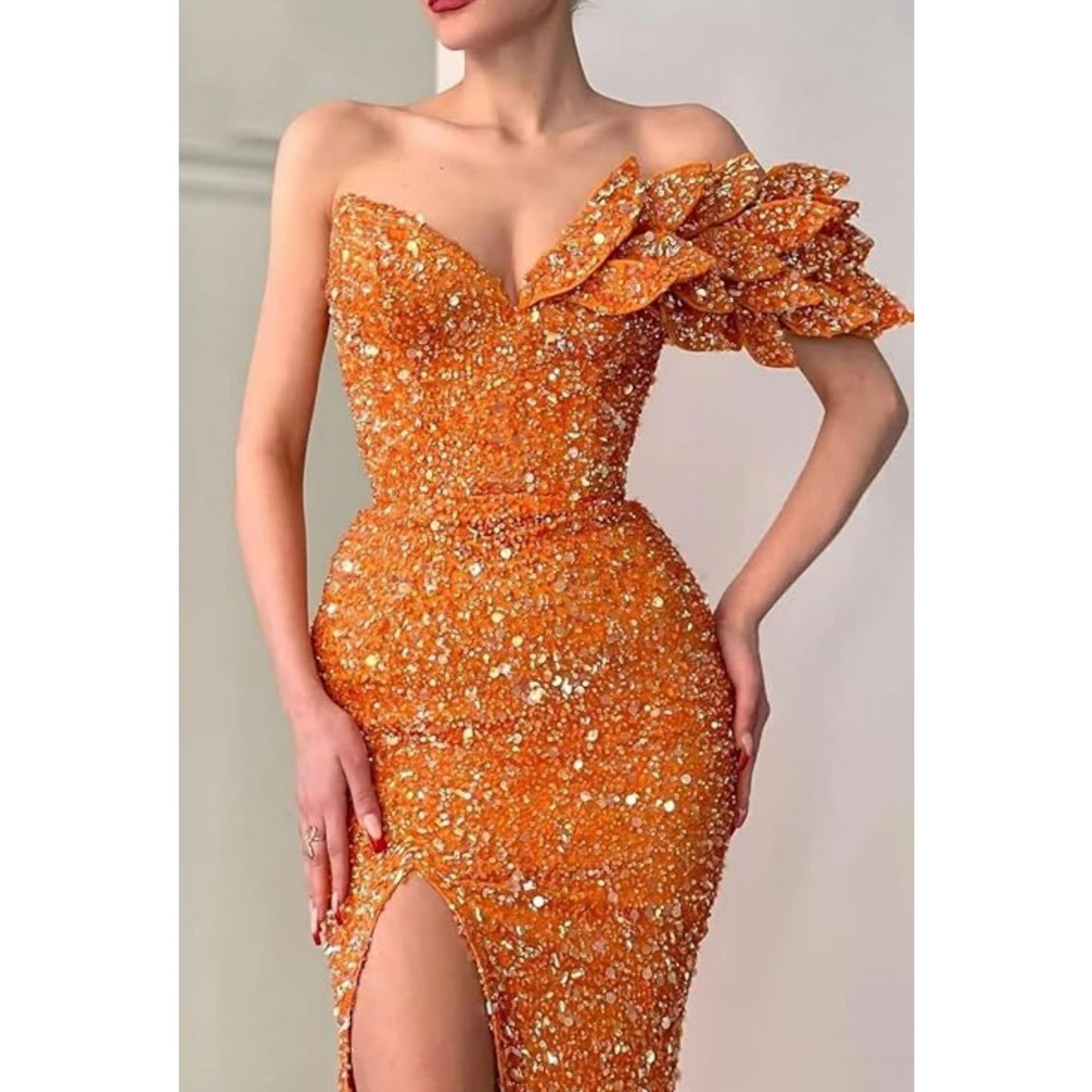 European and American One-Shoulder Fishtail Evening Dress 2025 New Foreign Trade Style Cocktail Party Prom Awards Ceremony Host Dress for Women